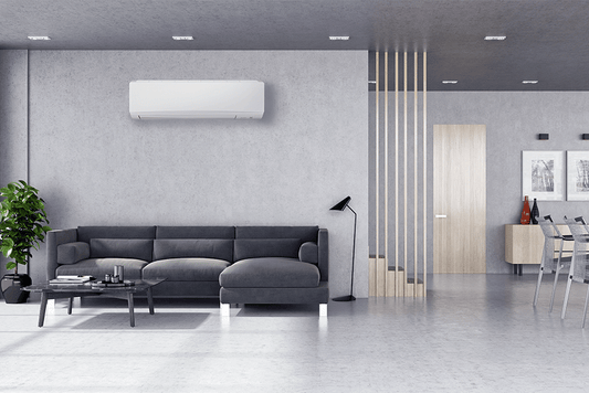 Mitsubishi Electric 9.0kW wall mounted air conditioner in open plan living area