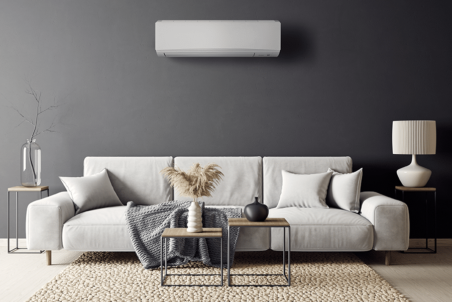 Mitsubishi Electric 9.0kW wall mounted air conditioner in modern living room